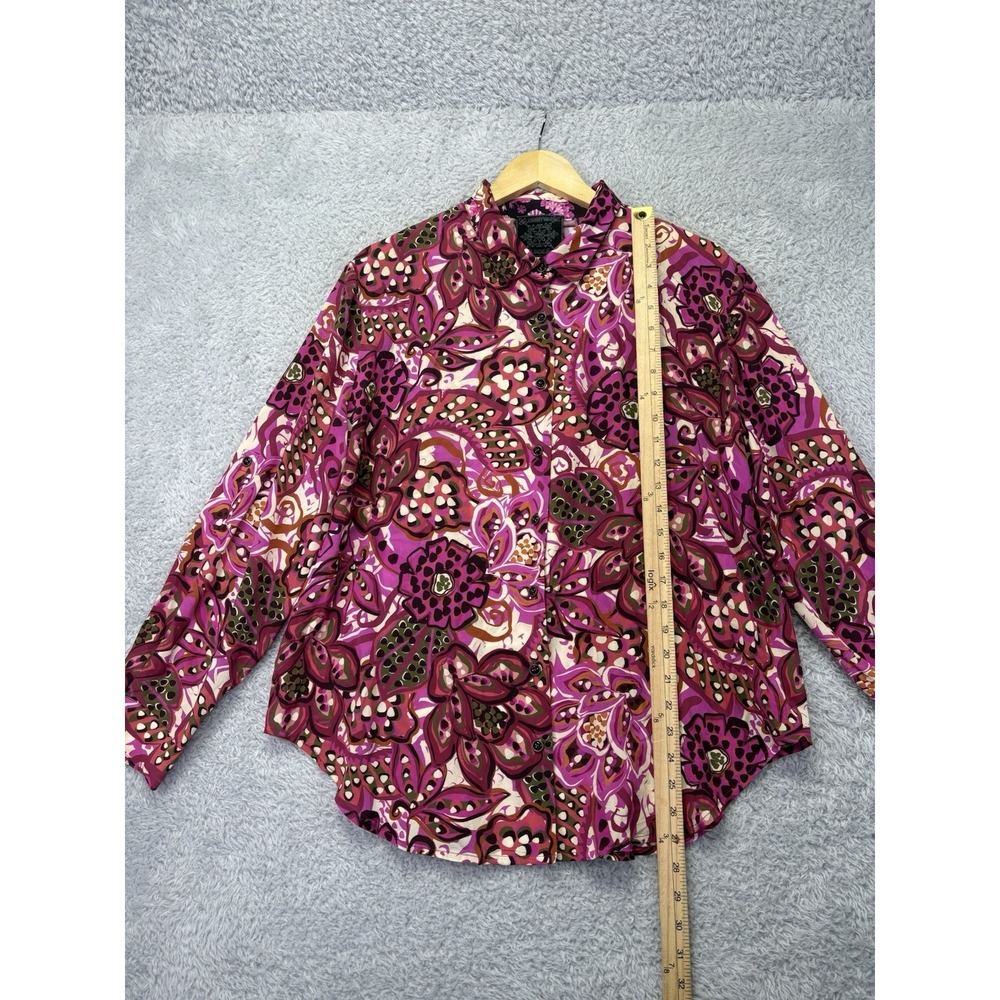 Johnny Was Dreamers Vivanna Silk Blouse M Floral Button Front Boho Shirt Top - Picture 8 of 10